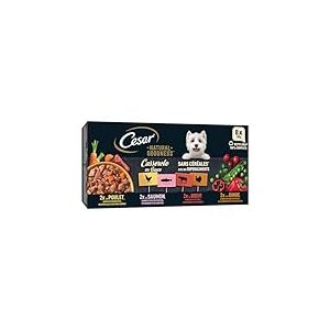 Cesar Barquettes Natural Goodness Casserole en Sauce – Nourriture Humide pour Chien – 4 variétés – Lot de 24 barquettes x 100 g