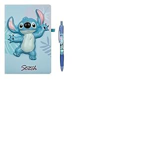 Undercover - Carnet de notes Disney Stitch - Couverture rigide avec motif Squishy 3D - 60 feuilles de papier FSC - Stylo à bille inclus dans une boîte cadeau - pour enfants et adolescents