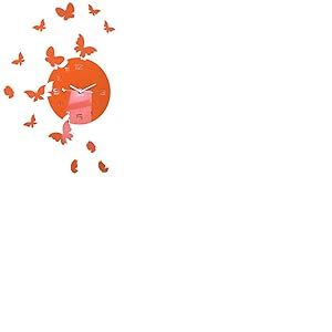 FLEXISTYLE Grande horloge murale moderne ronde en forme de papillon 30 cm, 15 papillons, pour salon, chambre à coucher, chambre d'enfant, produit fabriqué dans l'UE (orange)