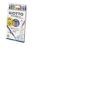 GIOTTO Stilnovo Erasable - Etui 10 crayons de couleur effaçables bout gomme + 1 taille-crayon