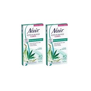 NAIR - Bandes de Cire Froide Corps, &agrave; l'Extrait d'huile de Chanvre, 97% d'Origine Naturelle, NaturAdvanced Technology, 40 Bandes (Lot de 2)