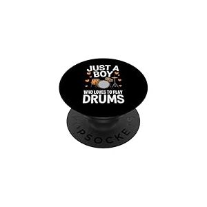 Just a Boy Who Loves to Play Drums PopSockets PopGrip Adhésif