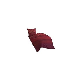 Bierbaum Parure de Lit, Satin, Rouge, 155 cm x 220 cm
