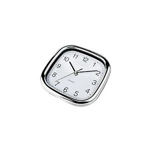 Zarivy Horloge carrée Blanche et chromée de 20 cm, idéale pour la décoration et Le contrôle du Temps dans Les espaces Modernes.