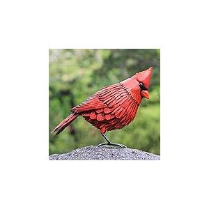 Statue Cardinale en métal - Grand Oiseau Rouge - Sculptures de Jardin en métal - Design réaliste Unique | Condoléances