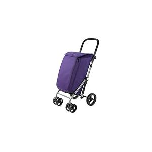 Carlett - Lite Duo Lett430 Panier | Chariot Pliant pour supermarché | 4 Roues | Guidon réglable et Frein de sécurité | Sac Extensible 48L | Sac Thermique 10L | Violet