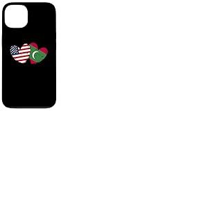 Drapeau américain des Maldives en Forme de cœur avec Double Drapeau américain Coque pour iPhone 13