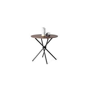 HOMYLIN Table de Salle à Manger Ronde de 80 cm pour 2 à 4 Personnes, Table de Cuisine en Bois MDF avec Socle et Pieds en métal, multifonctionnelle pour café, Restaurant, Marron, 80 x 80 x 75,5 cm