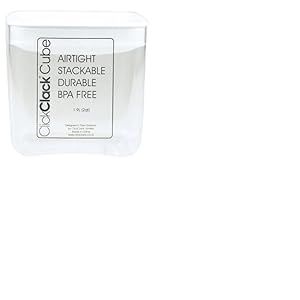 Click Clack Cube Boîte de rangement 2 litres avec couvercle rouge, Plastique, claire, 15.3 x 15.3 x 14.6 cm