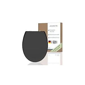 Siège de WC Schütte avec abaissement automatique, couvercle de WC et fermeture rapide pour le nettoyage, couvercle de WC en plastique thermodurci (charge max. de la lunette 250kg) Cuvette de WC, Noir