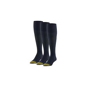 Gold Toe Metropolitan Lot de 3 Paires de Chaussettes habill&eacute;es au-Dessus du Mollet, Bleu Marine, Taille Unique Homme