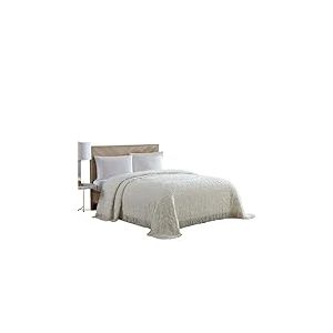 Beatrice Home Fashions Médaillon Chenille Couvre-lit, Chenille, Ivoire, Queen Size