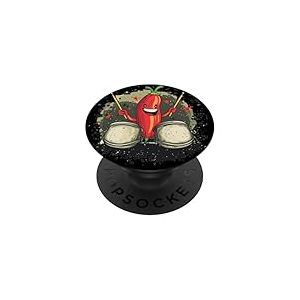 Superbe paprika chili avec batterie pour les amateurs de musique rock PopSockets PopGrip Adhésif