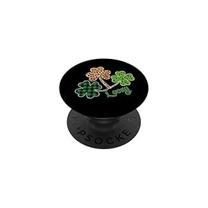 Motif tr&egrave;fle Irlandais l&eacute;opard Buffalo Plaid St Patrick Porte-Bonheur PopSockets PopGrip Adh&eacute;sif