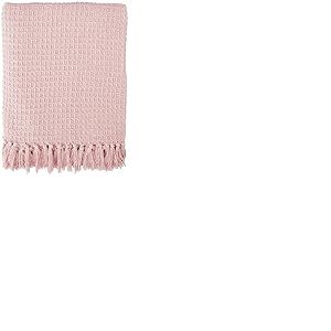 Emma Barclay Nid d'abeille - Couverture en coton recyclé texturé gaufré uni pour chaise, canapé, canapé, canapé, rose blush, 50 x 60 (127 x 152 cm)