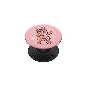 Coquette de No&euml;l Confortable avec n&oelig;ud en Pain d'&eacute;pice et l&eacute;opard Rose PopSockets PopGrip Adh&eacute;sif
