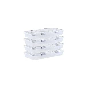 VEVOR Sacs de Rangement sous Lit avec Roulettes, Organisateur de Chaussures sous le Lit 80,5x39,6x17,5 cm, Bo&icirc;te de Rangement avec Couvercle et Poign&eacute;es pour V&ecirc;tements, Couvertures, Chambre &agrave; Coucher