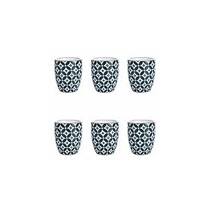 Villa d'Este Home Tivoli 1996 Lot de 6 tasses à café 90 ml en grès, décor géométrique, Confusion
