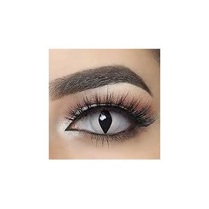 MYSA LENS® Lentilles De Contact De Couleur Fantaisie Crazy Halloween Cosplay Yeux De Chat Oeil De Chat Blanc Serpent Etui 12 Mois sans correction