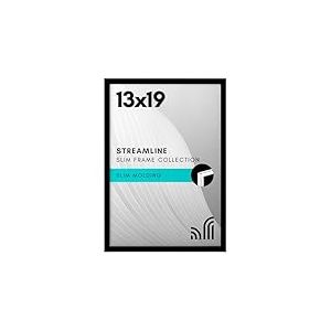 Americanflat Streamline Collection Cadre photo 33 x 48,3 cm avec plexiglas poli – Cadre photo à bordure fine pour affichage mural – Matériel de suspension inclus – Noir