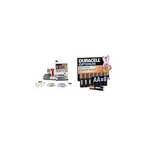 Theo Klein Caisse Enregistreuse, Clavier/Scanner, 3+ Ans, & Duracell Optimum AA 8 pcs, Power Boost