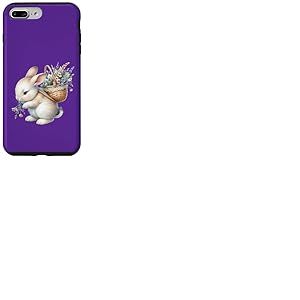 Cottagecore Breloque aquarelle Lapin avec panier de fleurs Coque pour iPhone 7 Plus/8 Plus