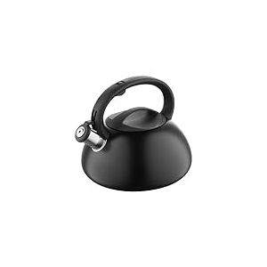 FLORINA Bouilloire Inox (2,5 l) I Theiere Induction LUKE I Sifflet avec Poignée en Bakélite I Sifflet Automatique I Bouilloire pour Thé & Café I Adaptée à Tous Types de Foyers I Noir