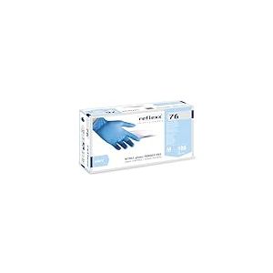 Gants de nitrile sans poudre R&eacute;flexx R76 / m, taille M, bleu clair, 100 pi&egrave;ces