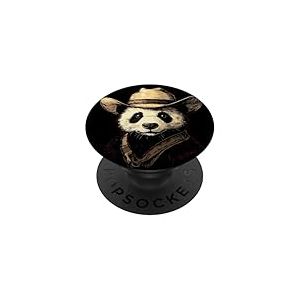 Yeehaw Vibes avec un panda au look cowboy PopSockets PopGrip Adhésif