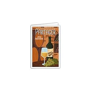 AFIE 69-4358 Carte Joyeux Anniversaire avec Enveloppe - Mini Poster Format 17x11,5cm Style Rétro Vintage - Un bon moment à partager Cave Bar à Vin Dégustation œnologie - Fabriquée en France
