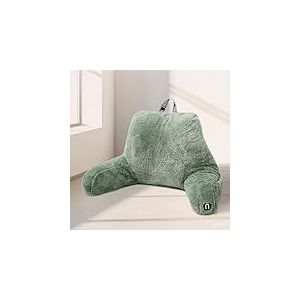 Nestl Coussin de Lecture en Fourrure, Coussin de Dos élégant pour lit Assis, Coussin de Chaise de lit en Fausse Fourrure avec Bras, Coussin de Lecture pour s'asseoir dans Le lit, Adultes et Enfants,