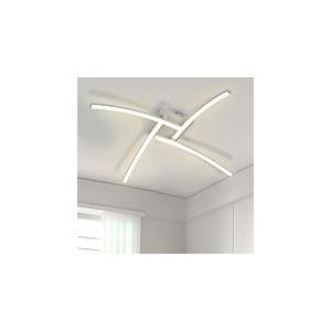 Goeco Plafonnier LED Int&eacute;rieur, 24W 60 CM Luminaire Lustre avec 4 Tubes Lumineux en Acrylique, 4500K Lumi&egrave;re Neutre, Lampe de Plafond LED Moderne pour Chambre &agrave; Coucher, Salon, Blanc