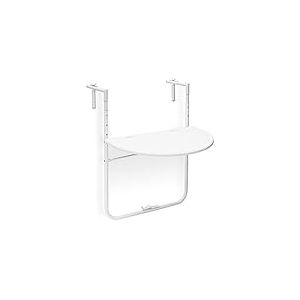 Relaxdays Table de balcon pliante pliable appoint table suspendue rabattable BASTIAN rotin hauteur réglable l x P: 60 x 40 cm, blanc