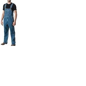Liberty Walls - - 94028 Big Smith denim d&eacute;lav&eacute; Salopette pour hommes, 42W x 32L, Stone Washed