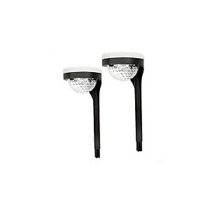 AKTIVE 61558 - Lot de 2 Balises Solaires d'Ext&eacute;rieur, &Eacute;clairage Continu Entre 6 et 8 Heures, 22 Lumens, &Eacute;tanches, 11 LED, lampadaires Solaires, Lampes Solaires LED d'Ext&eacute;rieur