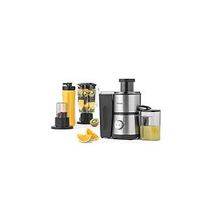 Petra PT4294VDEEU7 Blender Multifonction 4 en 1, Sans BPA Extracteur de Jus Électrique, Moulin pour Café/Épices, Nettoyage Facile, Polyvalent Machine à jus, 1L & 600ml Bouteille, 2 Vitesses, 400W