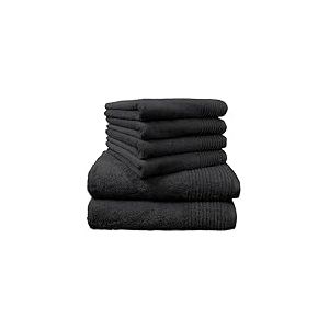 Dyckhoff 0410996115 Brilliant Ensemble de Toilette avec 4 essuie-Mains 50 x 100 cm et 2 Serviettes de Bain 70 x 140 cm Noir