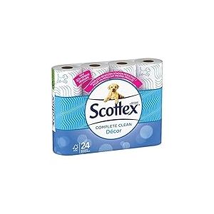 SCOTTEX Classic Décor - Papier Toilette 2 plis (24 rouleaux) - doux et résistant - solution 3 en 1