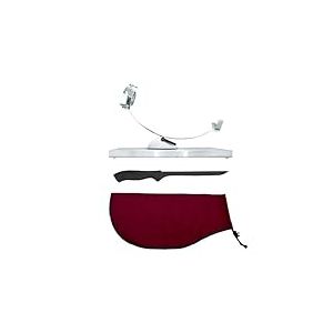 NERTHUS FIJ 1450 Support à jambon Support à jambon basculant et tête rotative en acier inoxydable + Couverture de jambon bordeaux + Aiguiseur manuel + Couteau à jambon