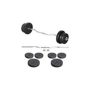 Yaheetech Ensemble d&rsquo;halt&egrave;re 25 kg Kit Barre de Musculation Exercices de Fitness Curl EZ 120 cm Barre Longue, Gym, Fitness