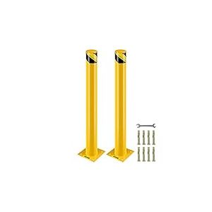 VEVOR Bollard de S&eacute;curit&eacute; 107x11,4 cm 2PCs, Borne de S&eacute;curit&eacute; en Tuyau d'acier, Rev&ecirc;tement en Poudre Jaune, Barri&egrave;re de S&eacute;curit&eacute; avec 8 Boulons d'ancrage pour Parking, Stationnement, Pi&eacute;tons, &Eacute;coles