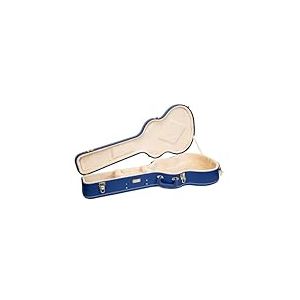 Étui en Bois pour Guitare Om / 000-14 Fret | Finition Cuir Vibrant Blue, intérieur Peluche Beige, Serrure – Série Designer