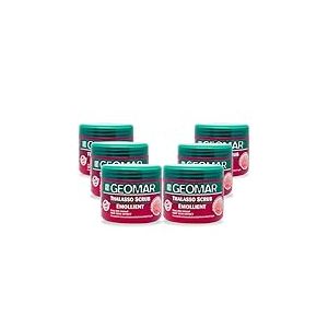 GEOMAR | Gommage Corps Thalasso Adoucissant, Renouvellement Cutané Profond, Effet Peau Neuve, Avec Sel Marin, Graines de Fraise et Oligo-éléments de la Mer Morte, Made in Italy, 6 x 600 g
