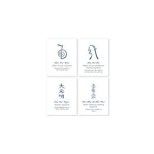 Impressions d'art mural symboles Reiki &ndash; Sans cadre 20,3 x 25,4 cm &ndash; Posters design mandala pour d&eacute;coration de la maison &ndash; Images de d&eacute;coration zen pour chambre &agrave; coucher, salon &ndash; Illustration