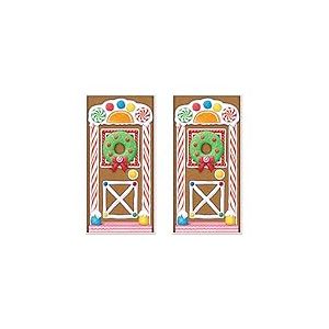 Beistle Lot de 2 Housses de Porte Motif Maison en Pain d'épices Multicolore 76,2 x 1,5 m