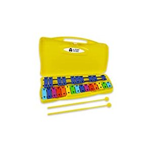 A-Star Xylophone Glockenspiel Soprano Chromatique à Clé Arc-en-Ciel Coloré à 25 Notes dans un étui Jaune avec Deux Battes en Plastique - 2 Octaves G5 à G7