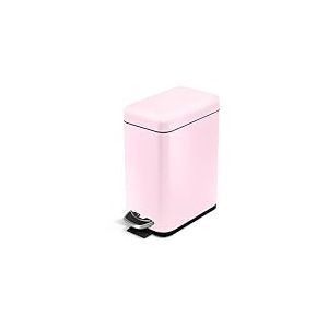 Home Zone Living Poubelle de salle de bain de 5 litres avec couvercle, corbeille à papier en acier inoxydable avec forme fine et pédale pour la maison et le bureau, capacité de 5 litres, rose