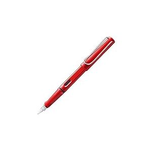 Lamy safari red - Stylo Plume avec grip ergonomique et plume acier pour gaucher (LH) en taille M - matière plastique robuste ASA - avec cartouche bleue T 10