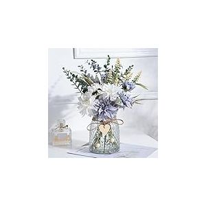 COZZI CODI Fleurs artificielles Bleues avec Vase, centres de Table pour Salle &agrave; Manger, Arrangements Floraux en Soie pour la Maison, Le Salon, la Salle de Bain, la d&eacute;coration de Table