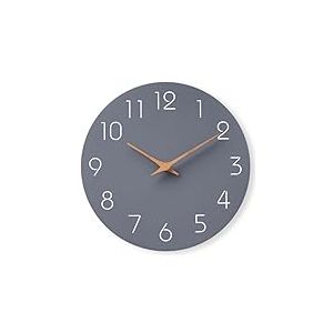 Mosewa Horloge Murale, &agrave; Pile, Silencieuse sans tic-tac, Design Moderne en Bois, Parfaite pour la D&eacute;coration de la Chambre, du Salon, de la Cuisine, de la Salle de Bain et du Bureau, Grise 25,4cm